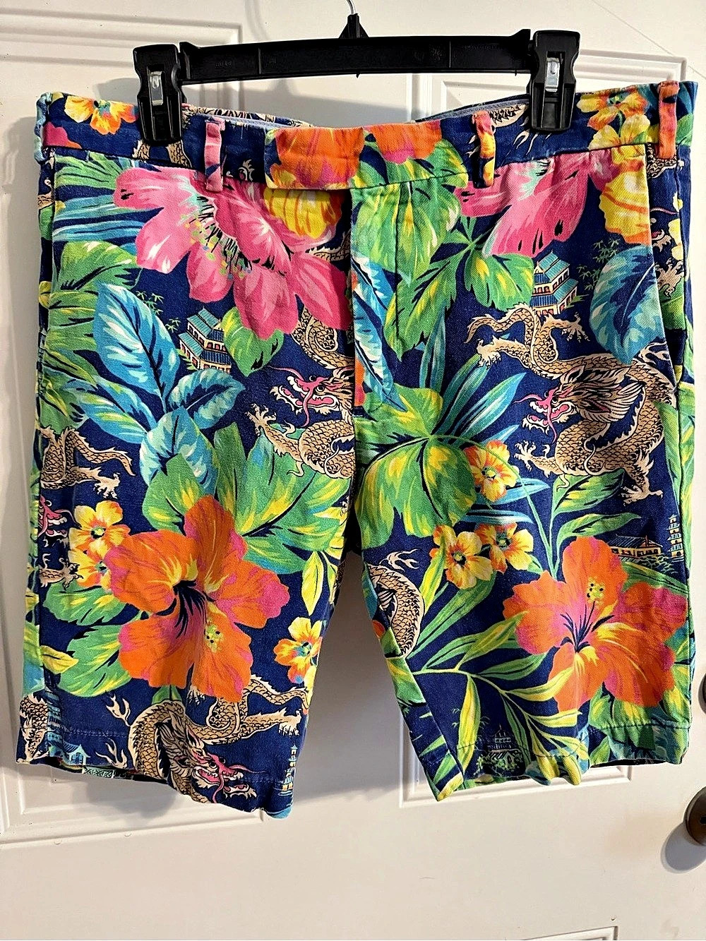 Polo Ralph Lauren Floral Slim Fit Shorts Blue & Pink Waist 34